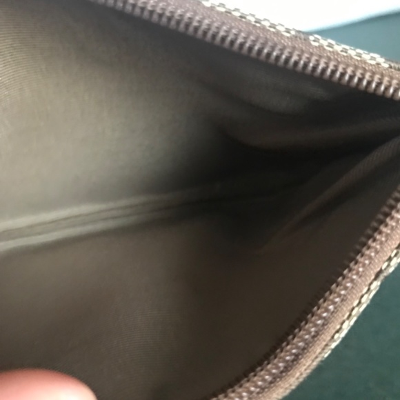 Coach Teal/Khaki Canvas Leather Wristlet Mini Pouch - Picture 9 of 16